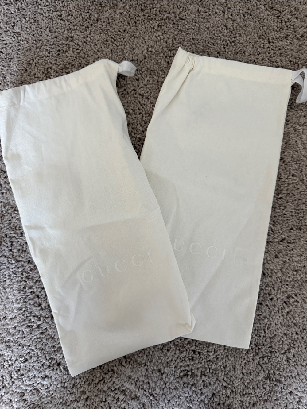 Gucci Cream Drawstring Dust Bag Pair
